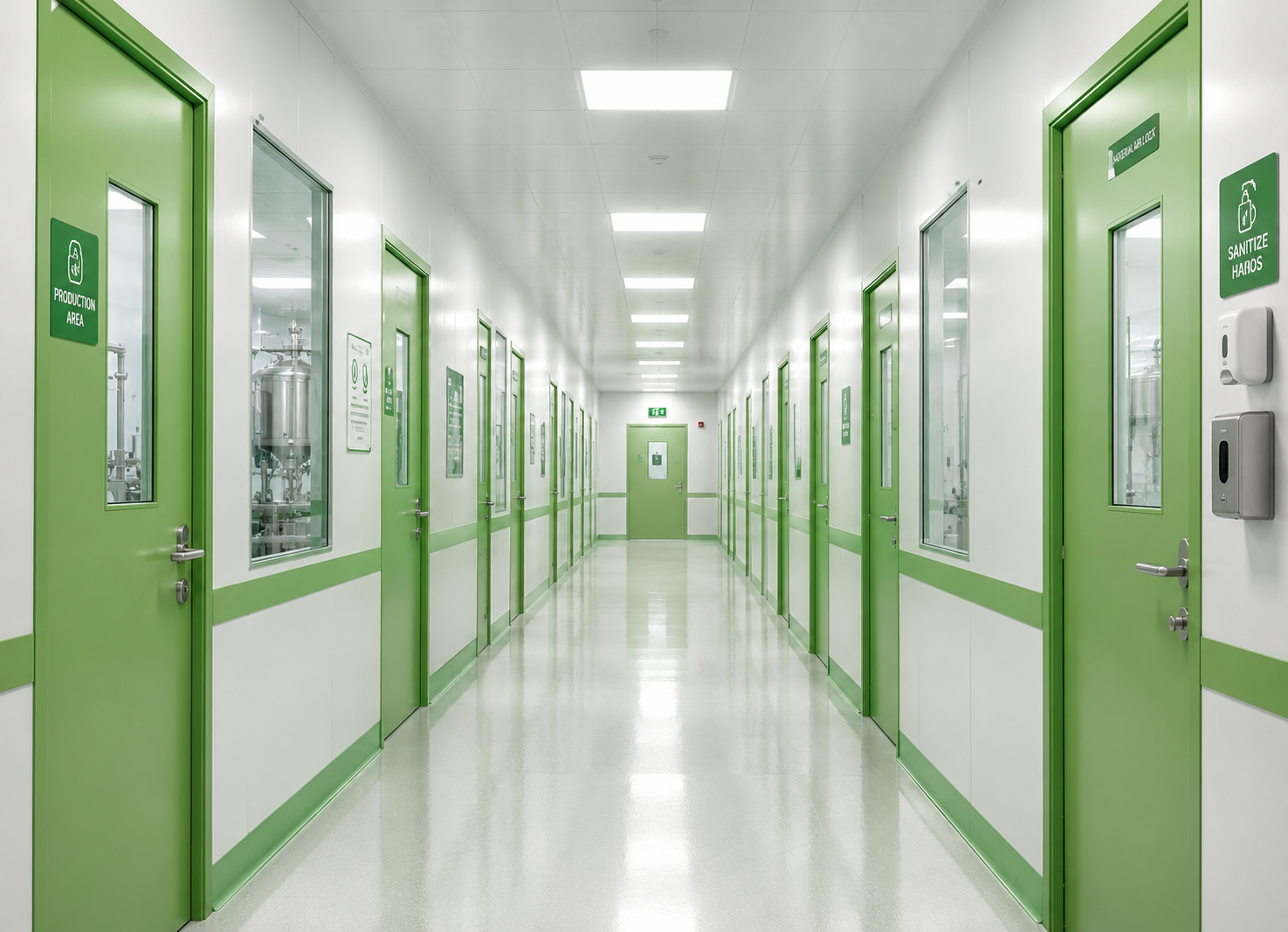 Clean pharmaceutical production corridor