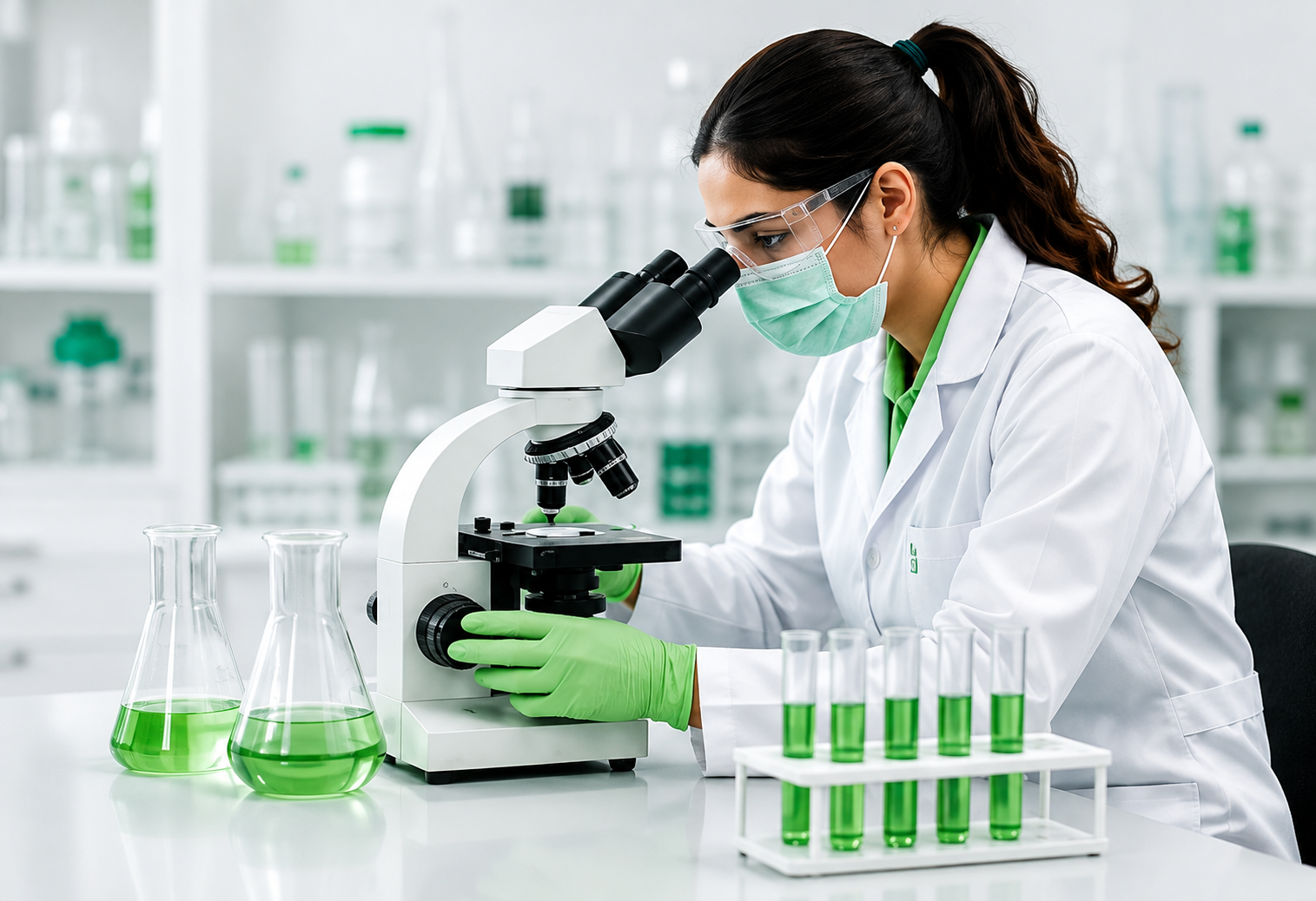Pharmaceutical scientist carrying out quality testing