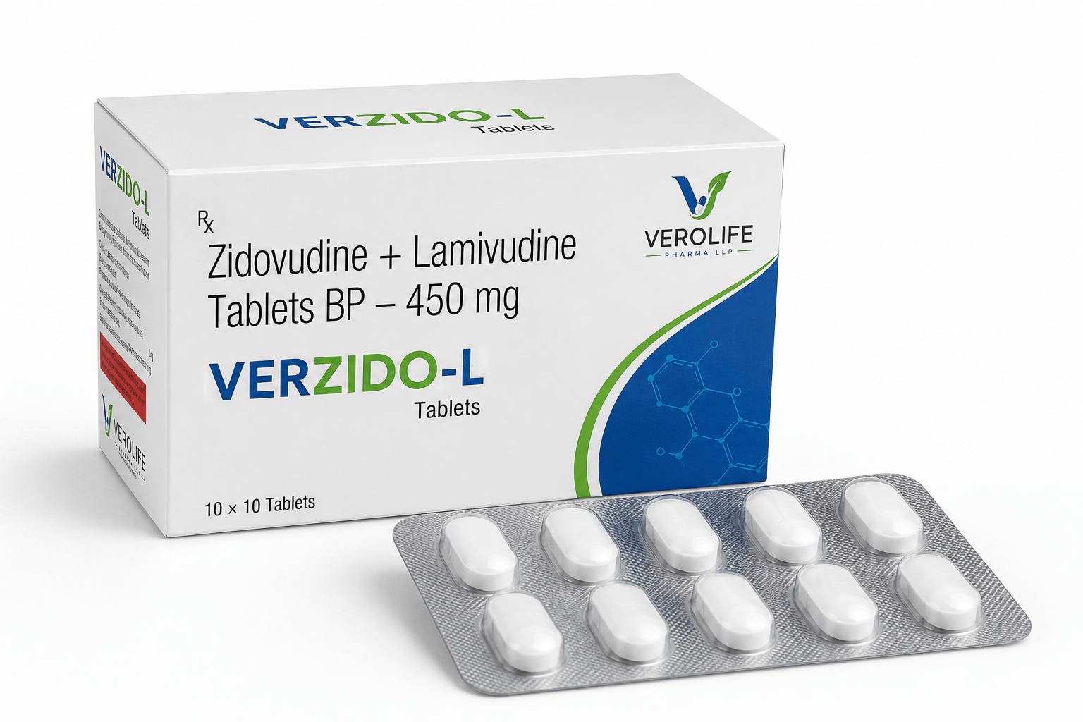 Zidovudine + Lamivudine Tablets BP, 450 mg