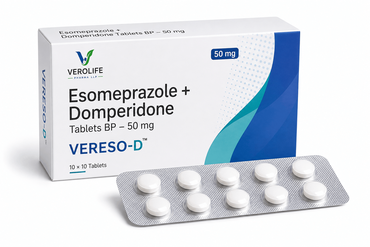 Esomeprazole + Domperidone Tablets BP, 50 mg