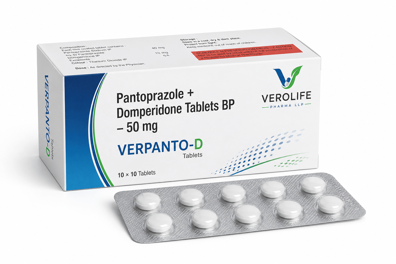 Pantoprazole + Domperidone Tablets BP, 50 mg