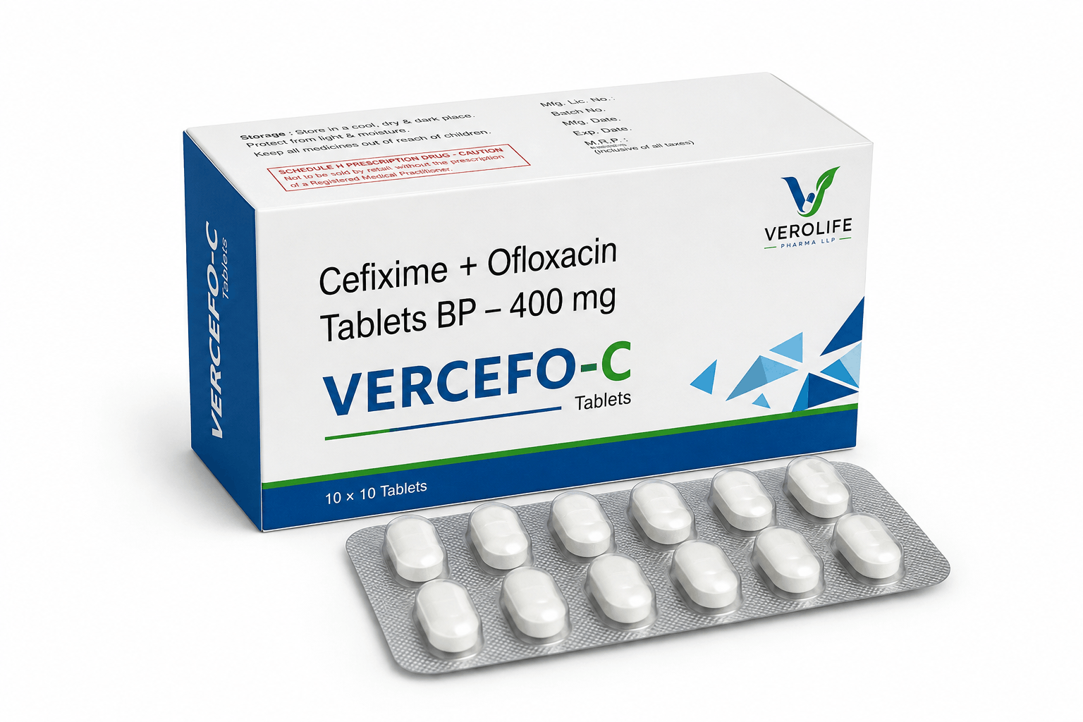Cefixime + Ofloxacin Tablets BP, 400 mg