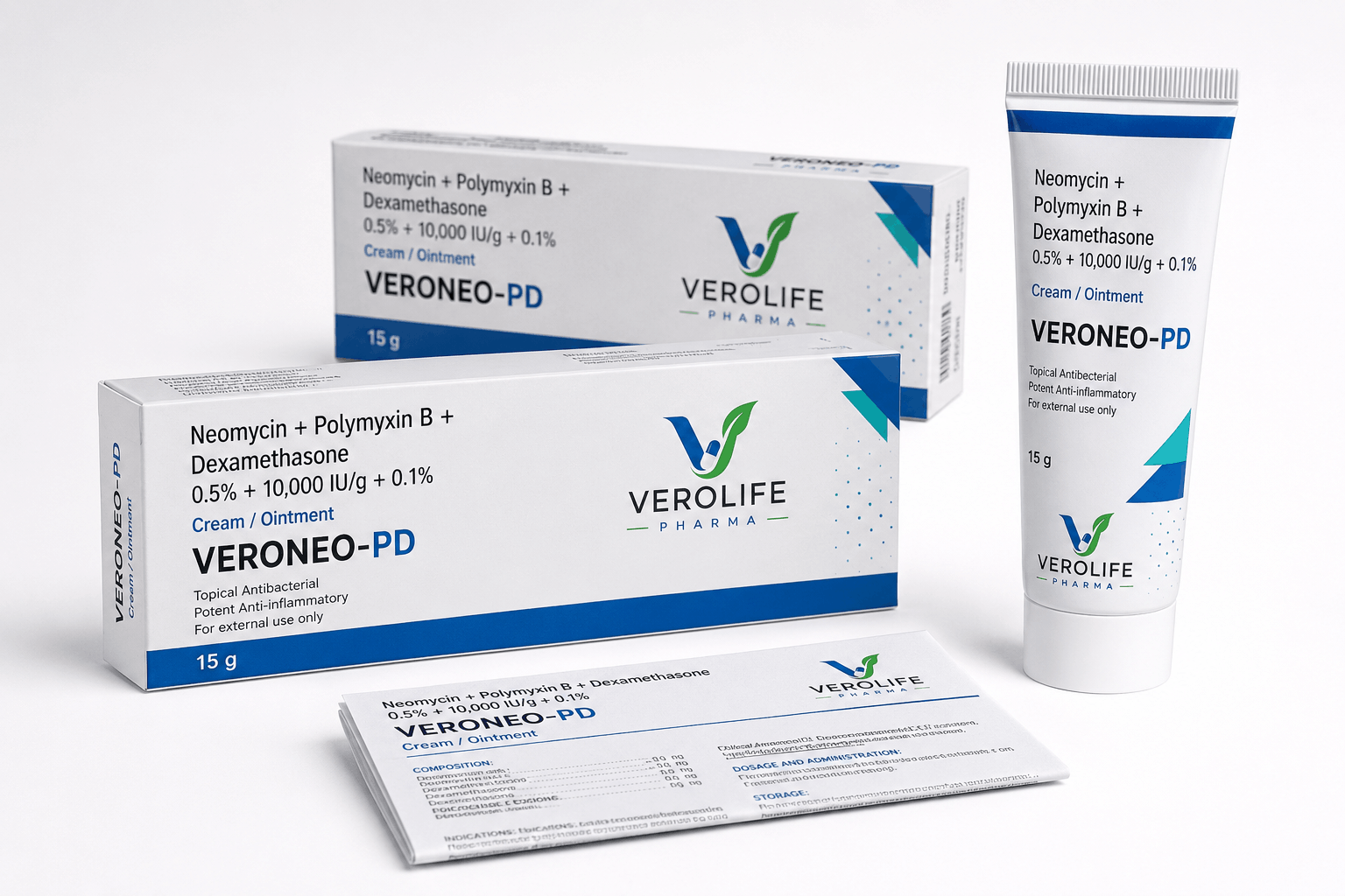 Neomycin + Polymyxin B + Dexamethasone 0.5% + 10,000 IU/g + 0.1% Cream/Ointment