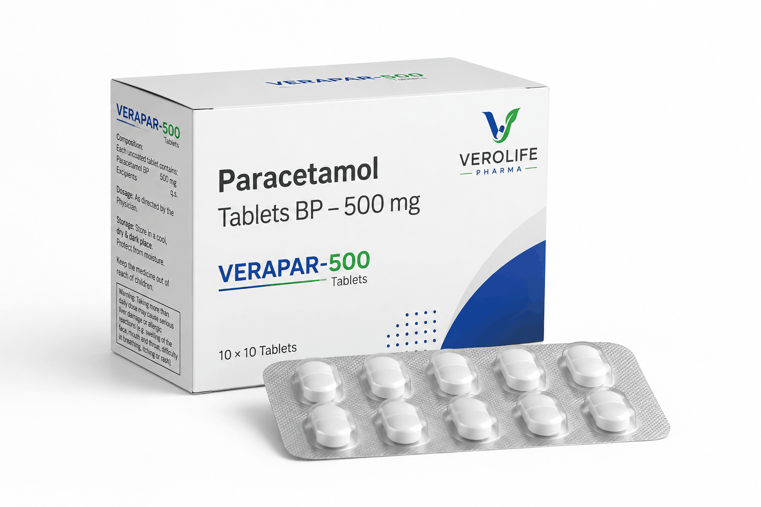 Paracetamol Tablets BP, 500 mg