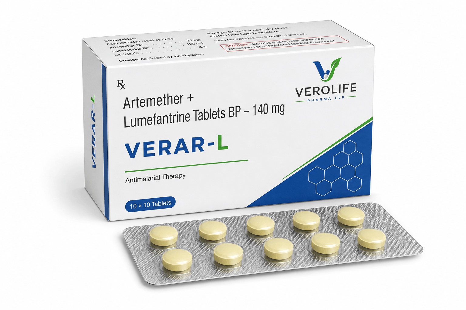 Artemether + Lumefantrine Tablets BP, 140 mg