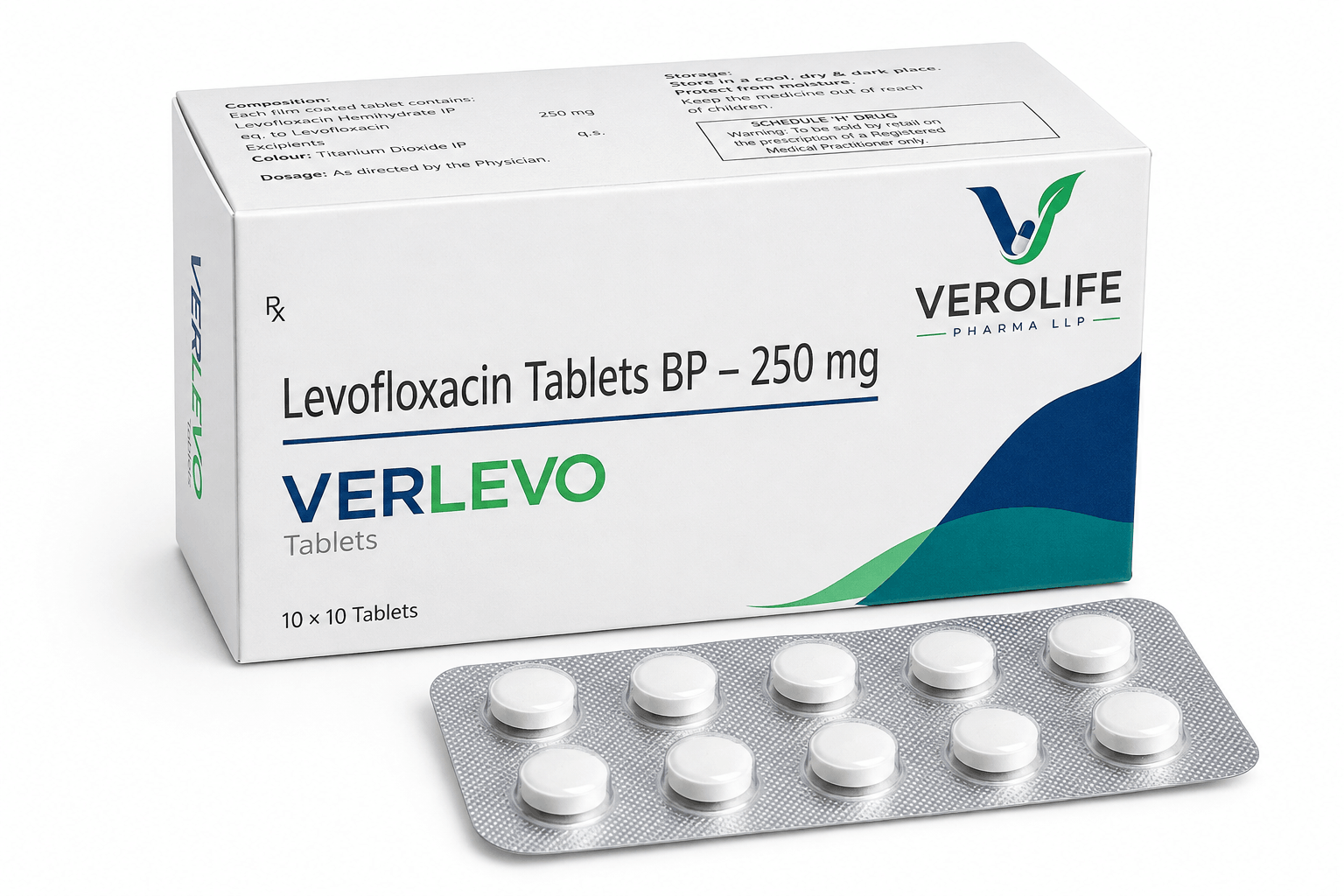 Levofloxacin Tablets BP, 250 mg
