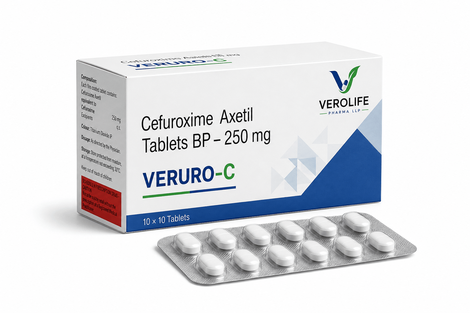 Cefuroxime Axetil Tablets BP, 250 mg
